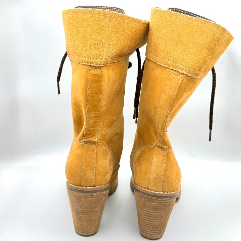 Timberland Glancy Lace Up Mid Calf Boots Combat Grunge Womens 9 Nubuck Leather - Picture 4 of 13